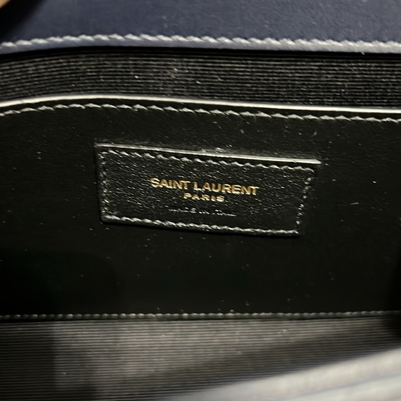 New YSL Yves Saint Laurent Kate Flap Navy Leather & Gold Chain - Picture 15 of 17